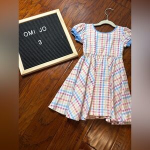 Omi Jo Multicolor Plaid Dress with Blue Trim